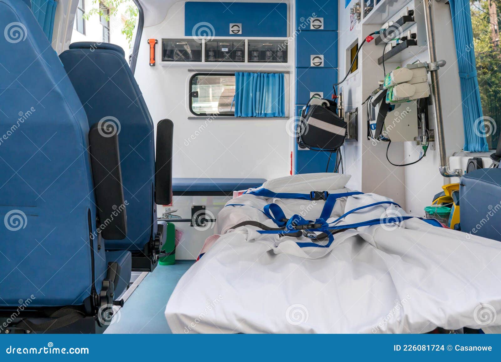 Inside of Medical Helicopter with Emergency Life Support Equipment