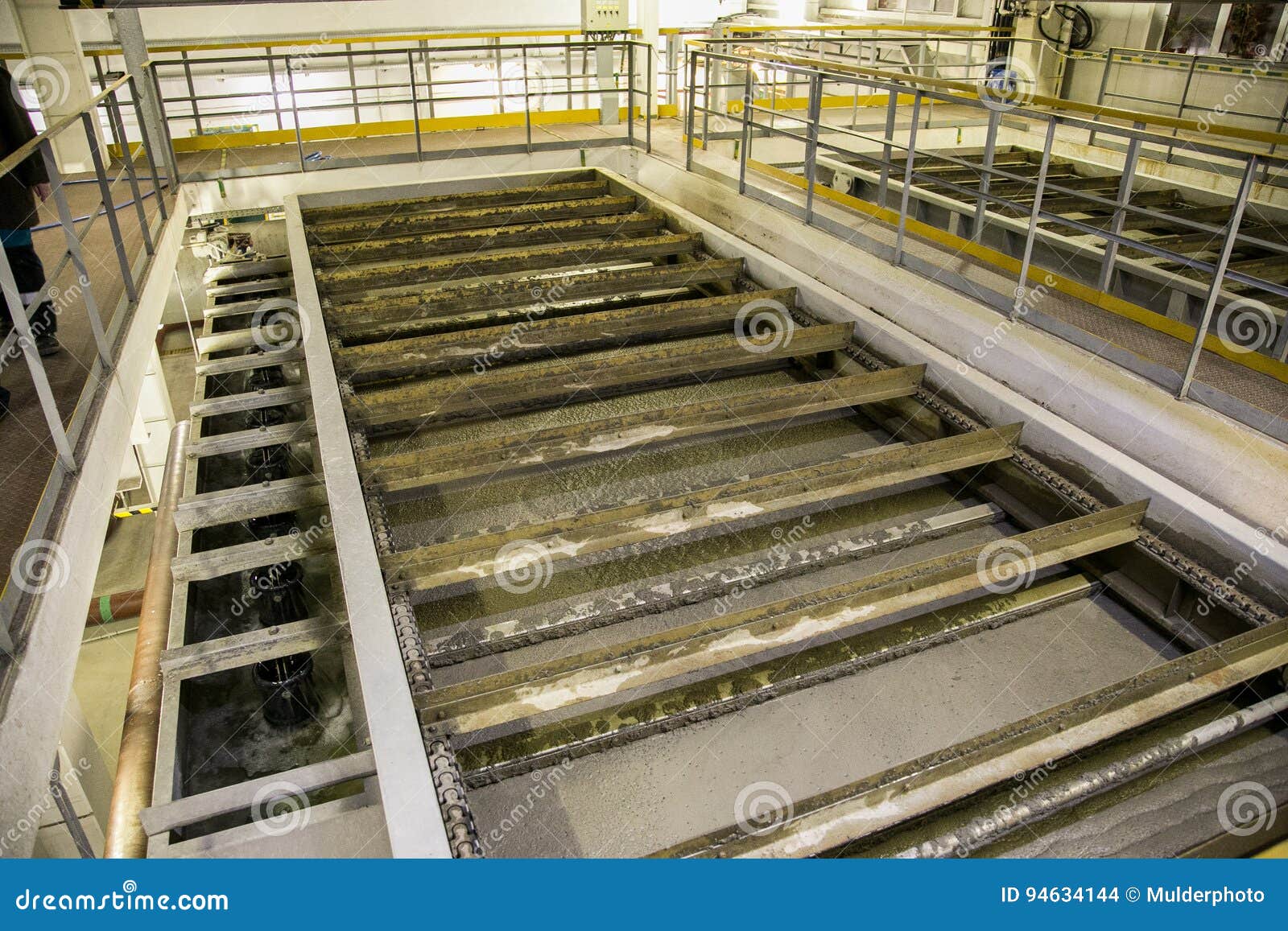 Inside Modern Wastewater Treatment Plant. Cleaning by Flotators Stock