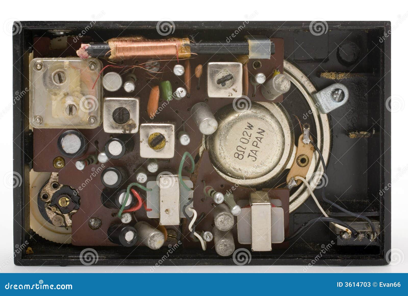 Inside an Old Black Pocket Radio Stock Image Image of technology