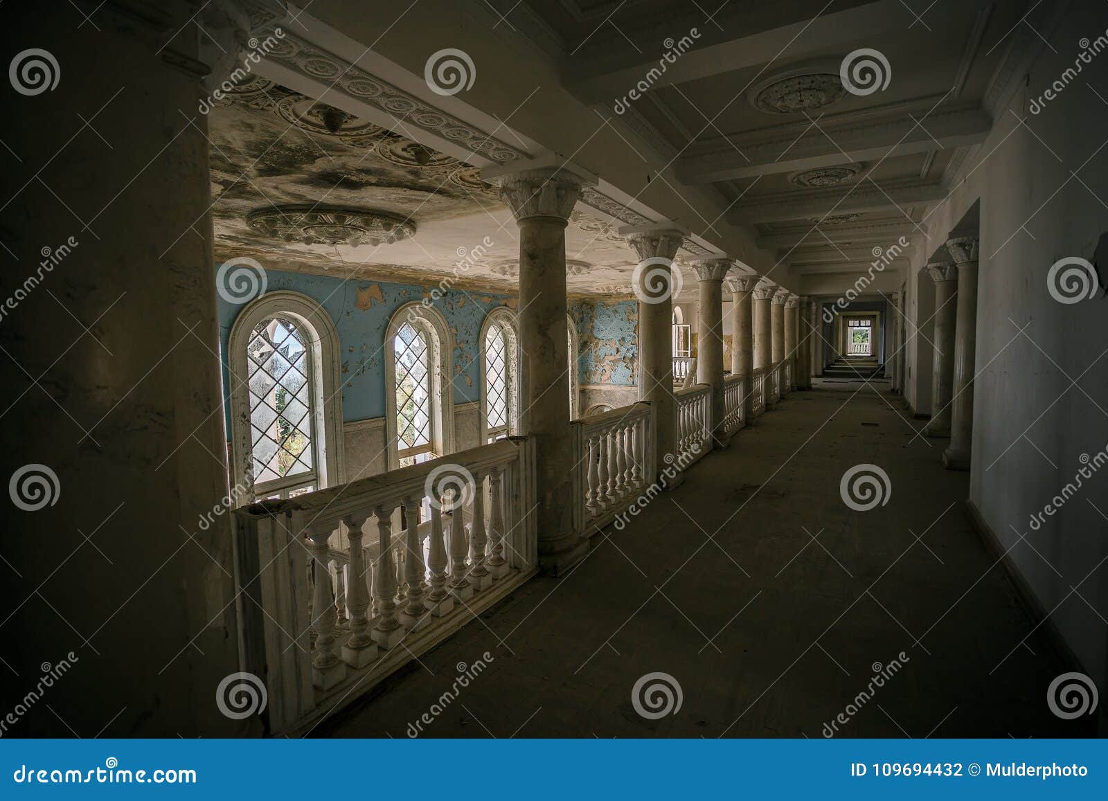 inside of old creepy abandoned mansion. former sanatorium gagripsh, gagra, abkhazia