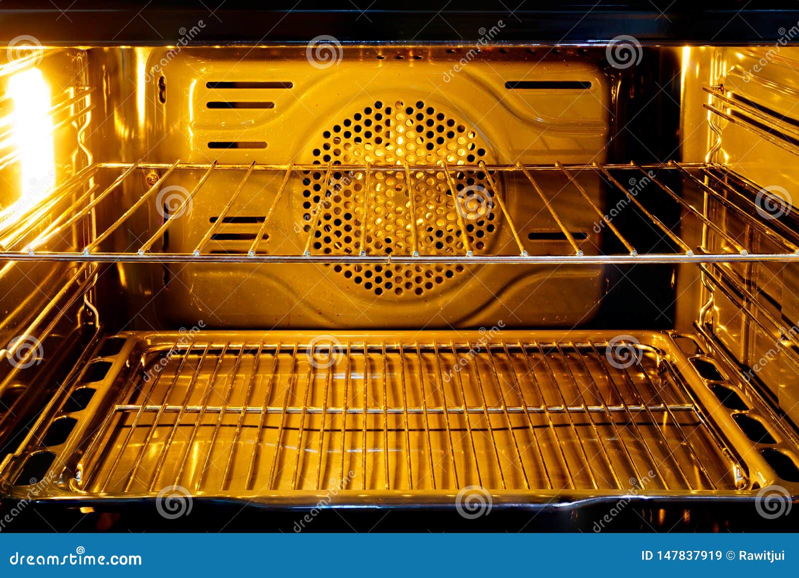 Inside the oven with light stock image. Image of electrical - 147837919