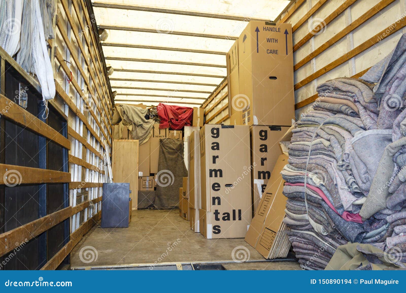 Inside removals van stock photo. Image of moving, inside 150890194