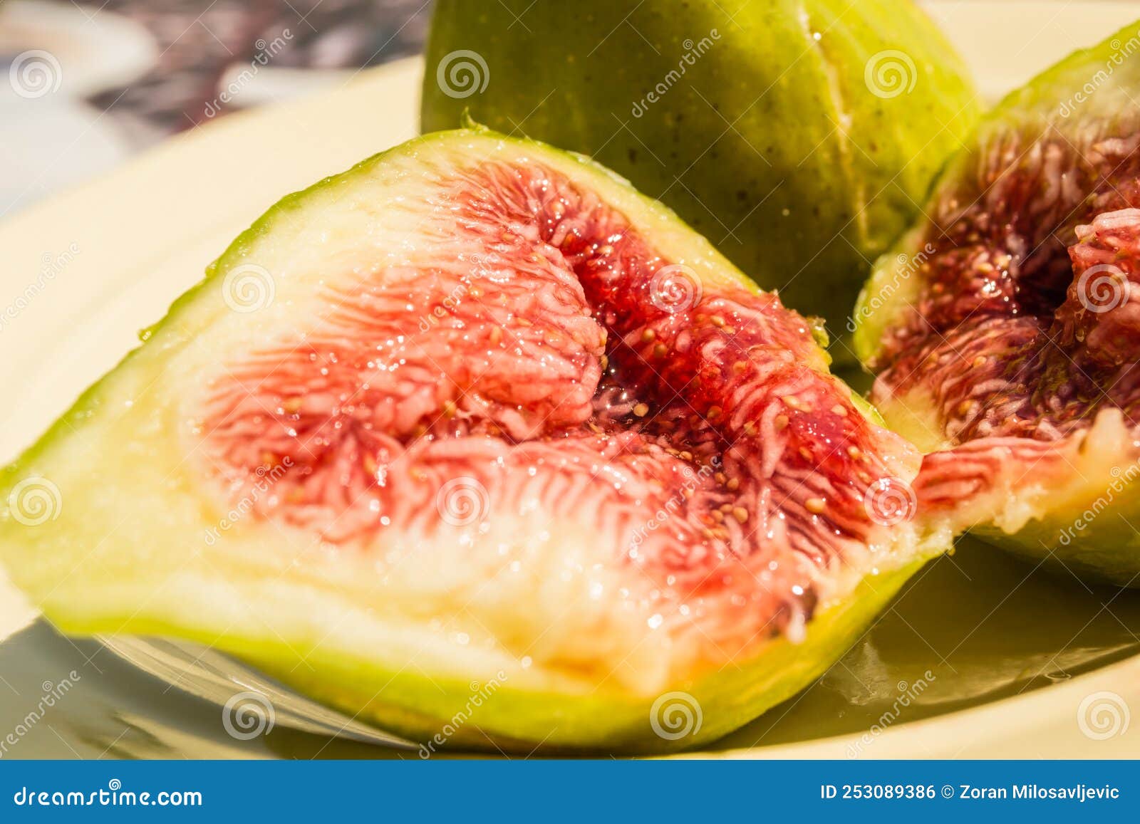 The Inside of a Ripe Fig Fruit Stock Photo Image of ficus, food
