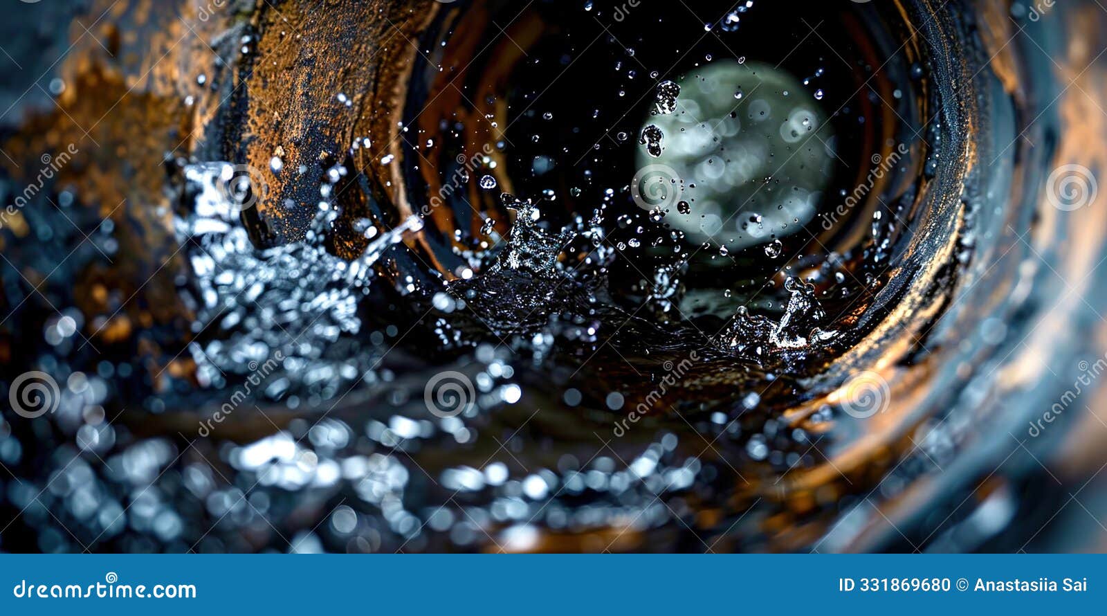 inside a rusty sewer pipe
