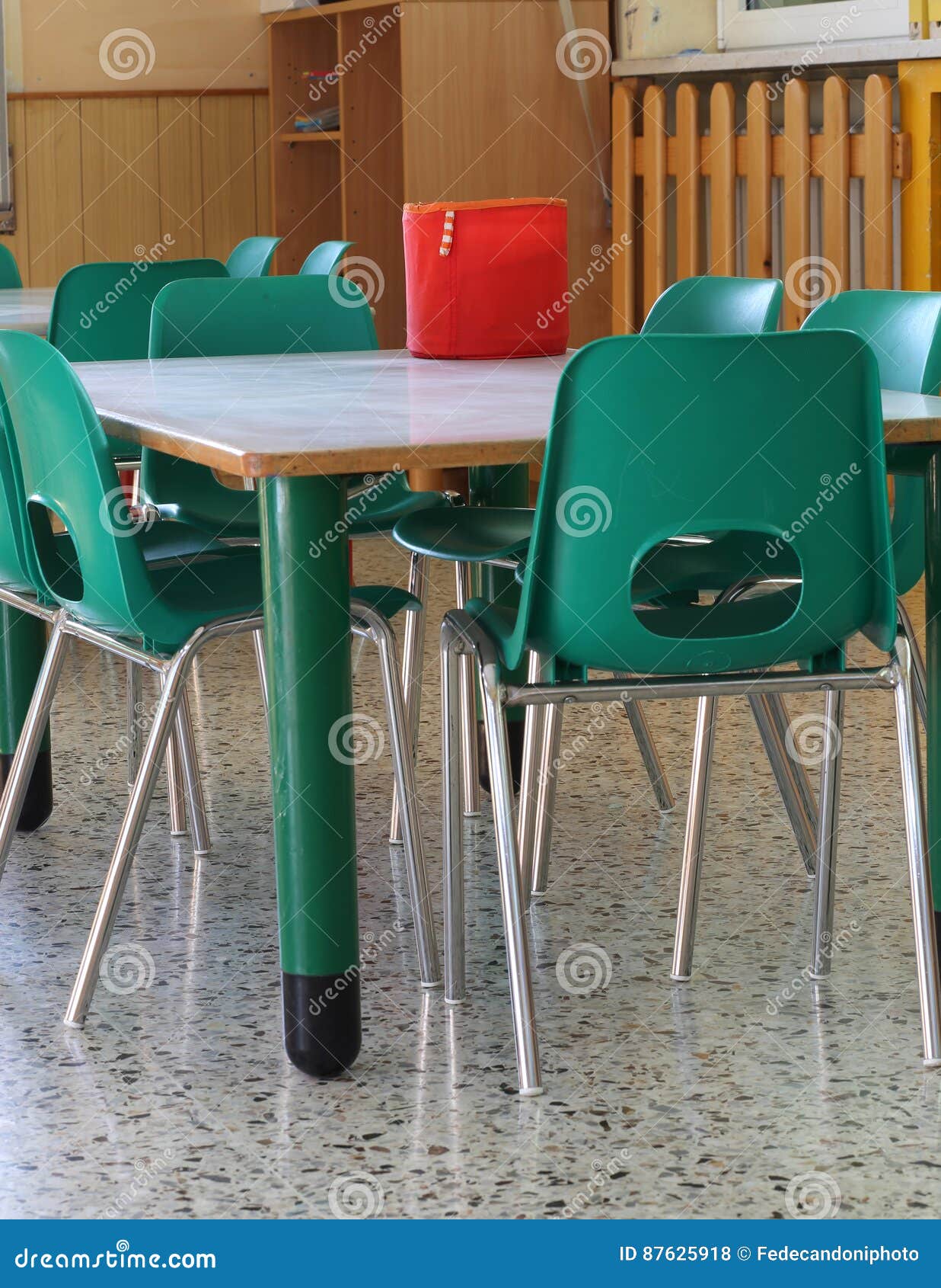 Inside of a School Classroom with Green Chairs Stock Photo Image of