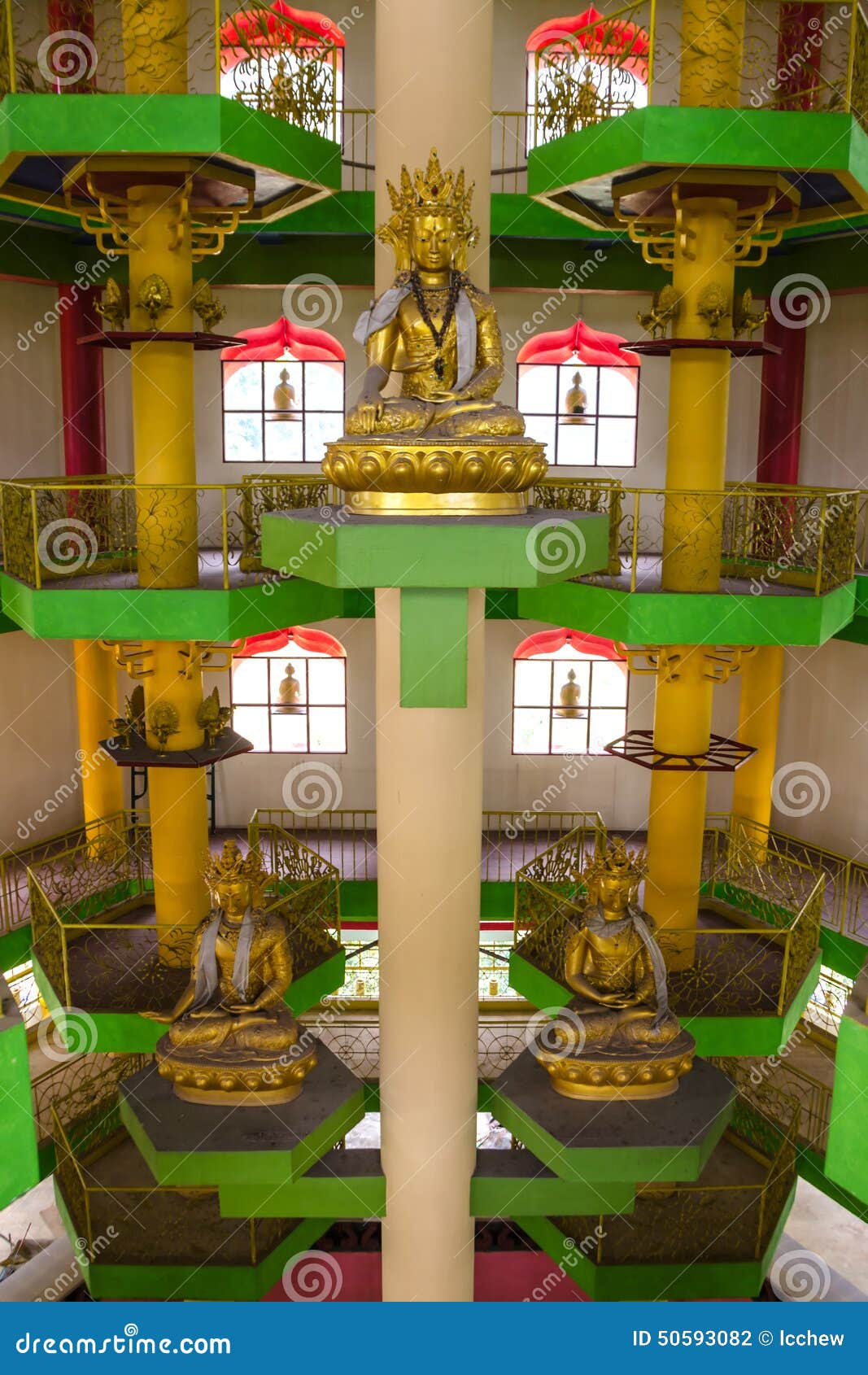 the inside of tambun tibetian buddhist temple pagoda, perak
