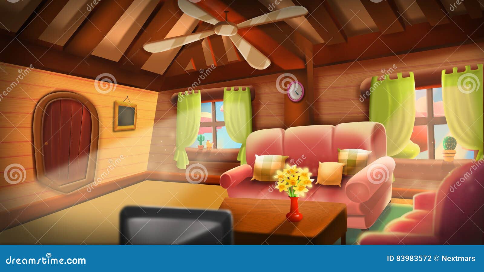 Inside of Tree House, Warm Cabin Stock Illustration - Illustration of inside,  background: 83983572