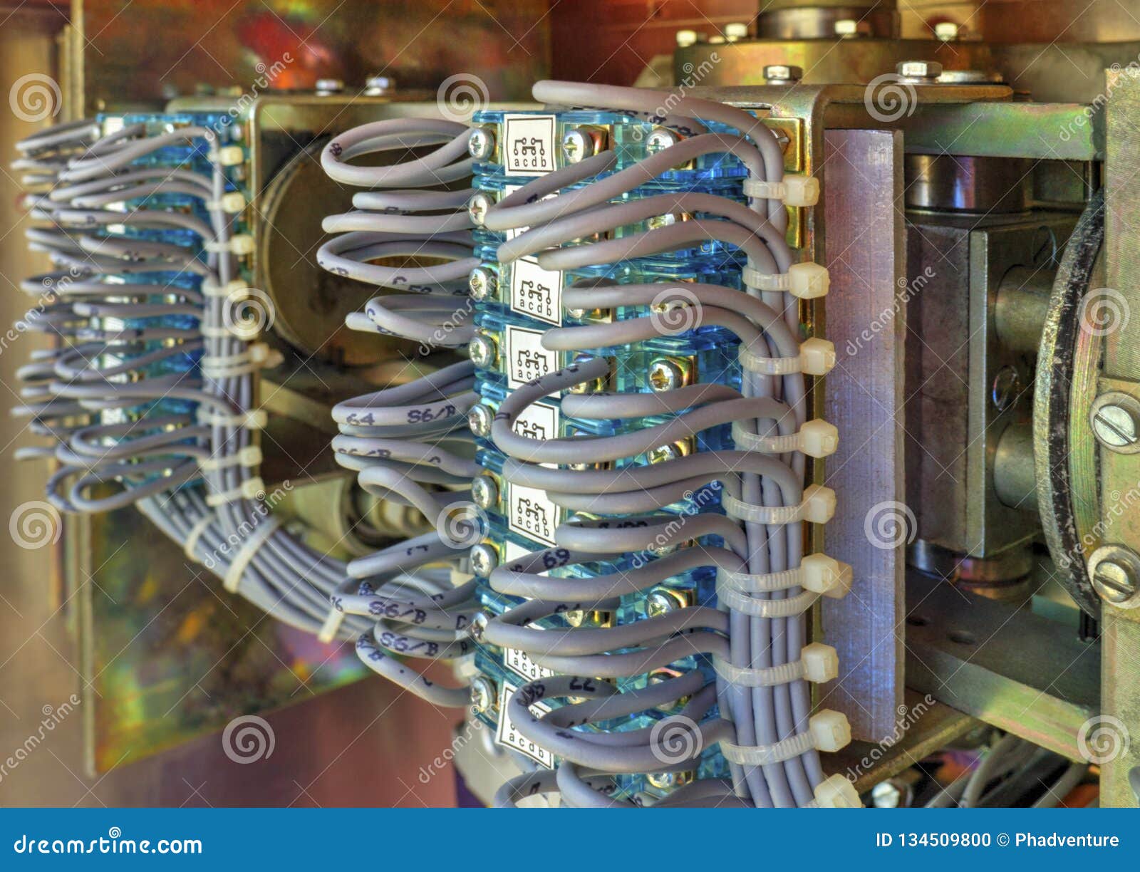 inside view of electrical control cubicle of high voltage disconnector