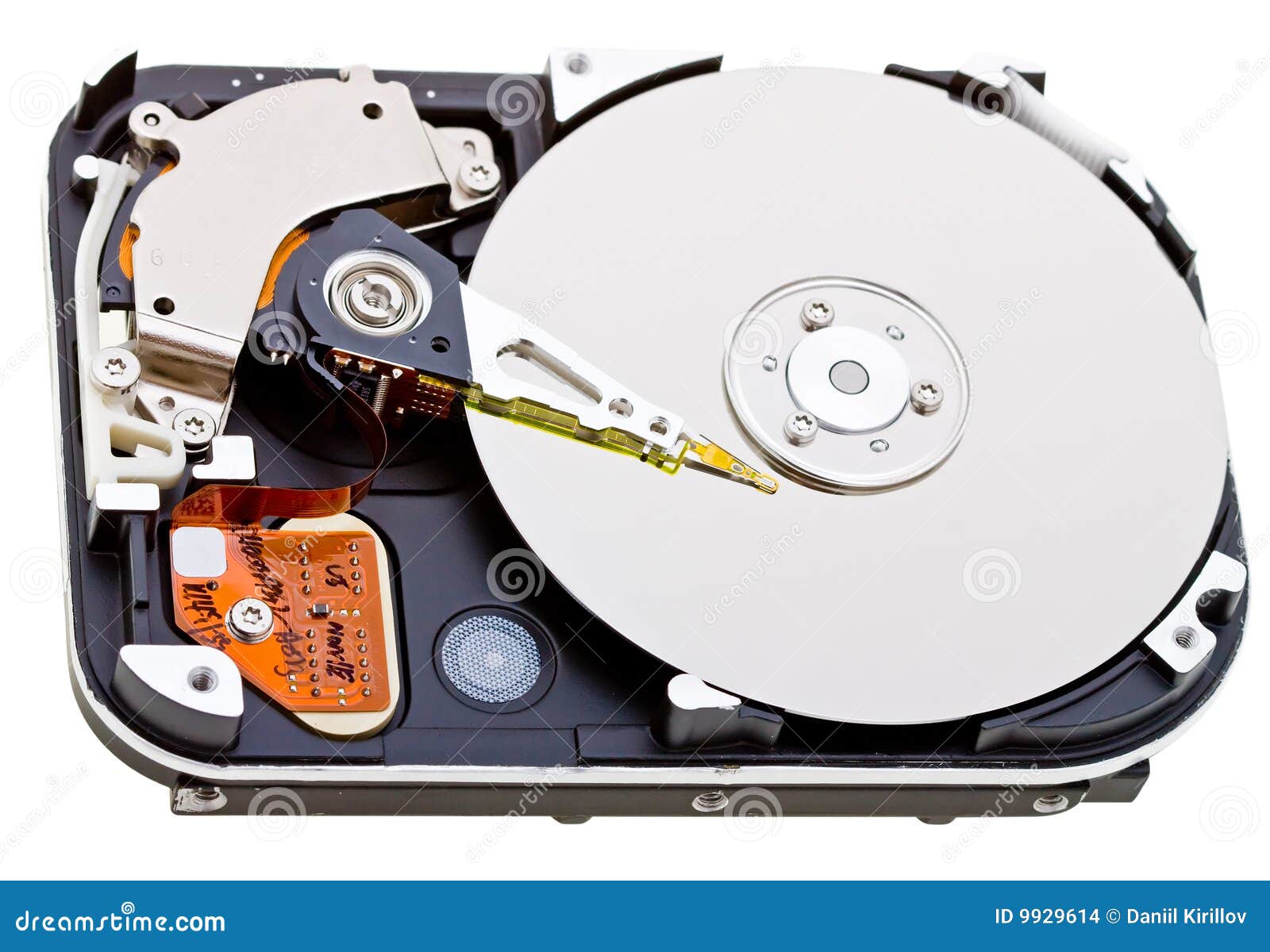 Inside of Hard Disk Isolated on White Stock Photo Image of macro, digital: 9929614
