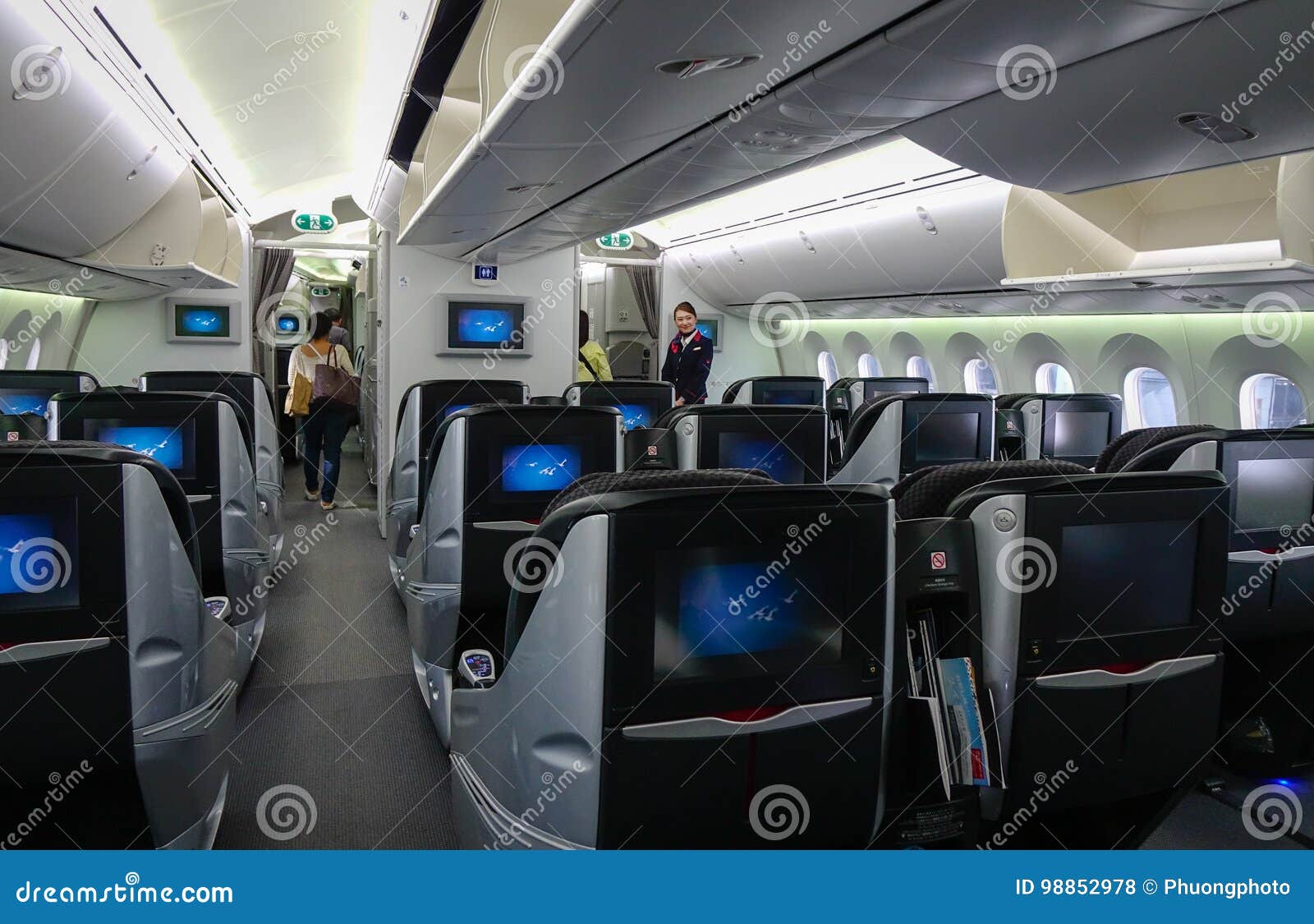 Inside Of Wide Body Airplane Editorial Stock Photo Image