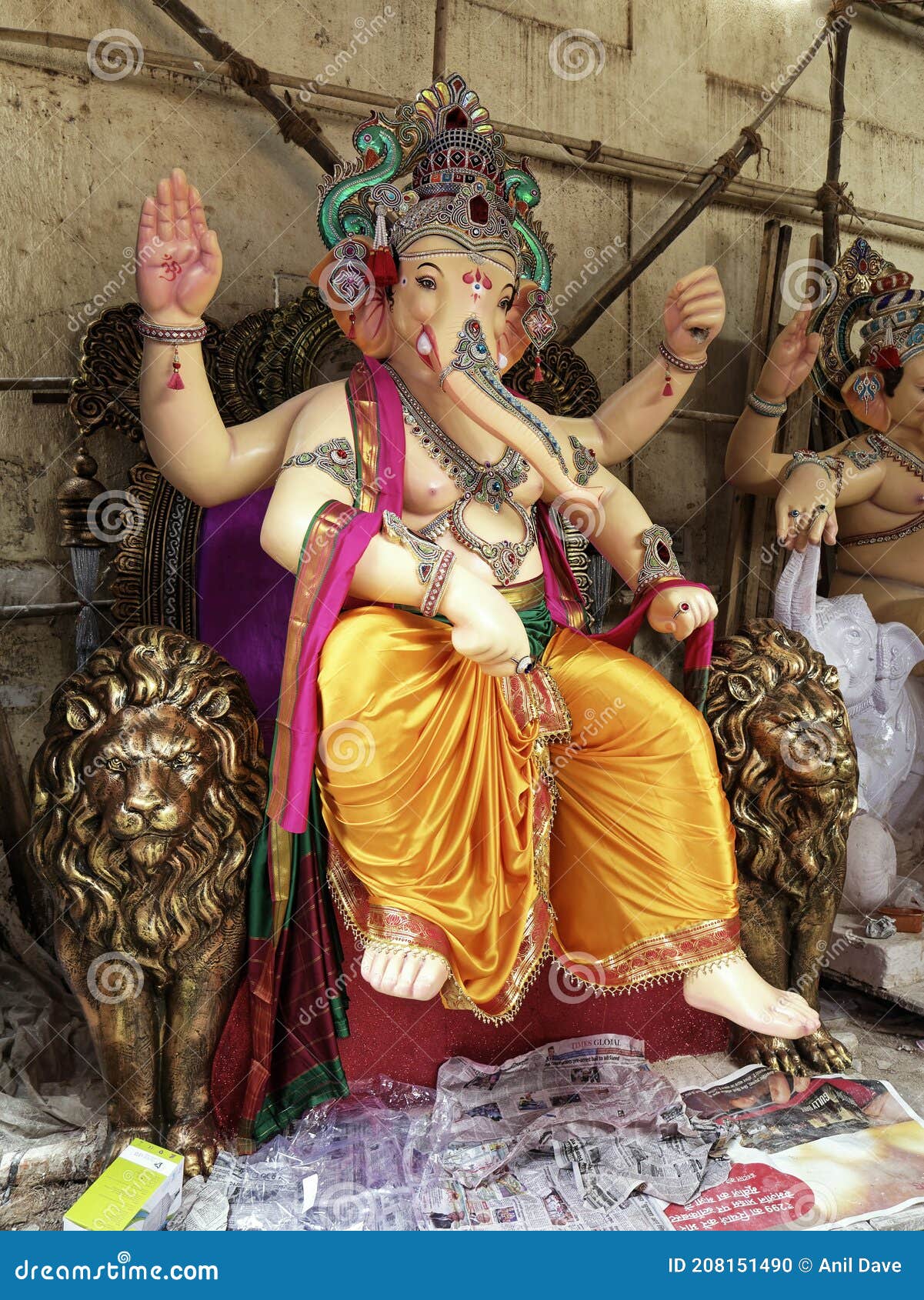 Inside Of Workshop Making Hindu God Ganesha Idol Lalbaug Mumbai Stock ...