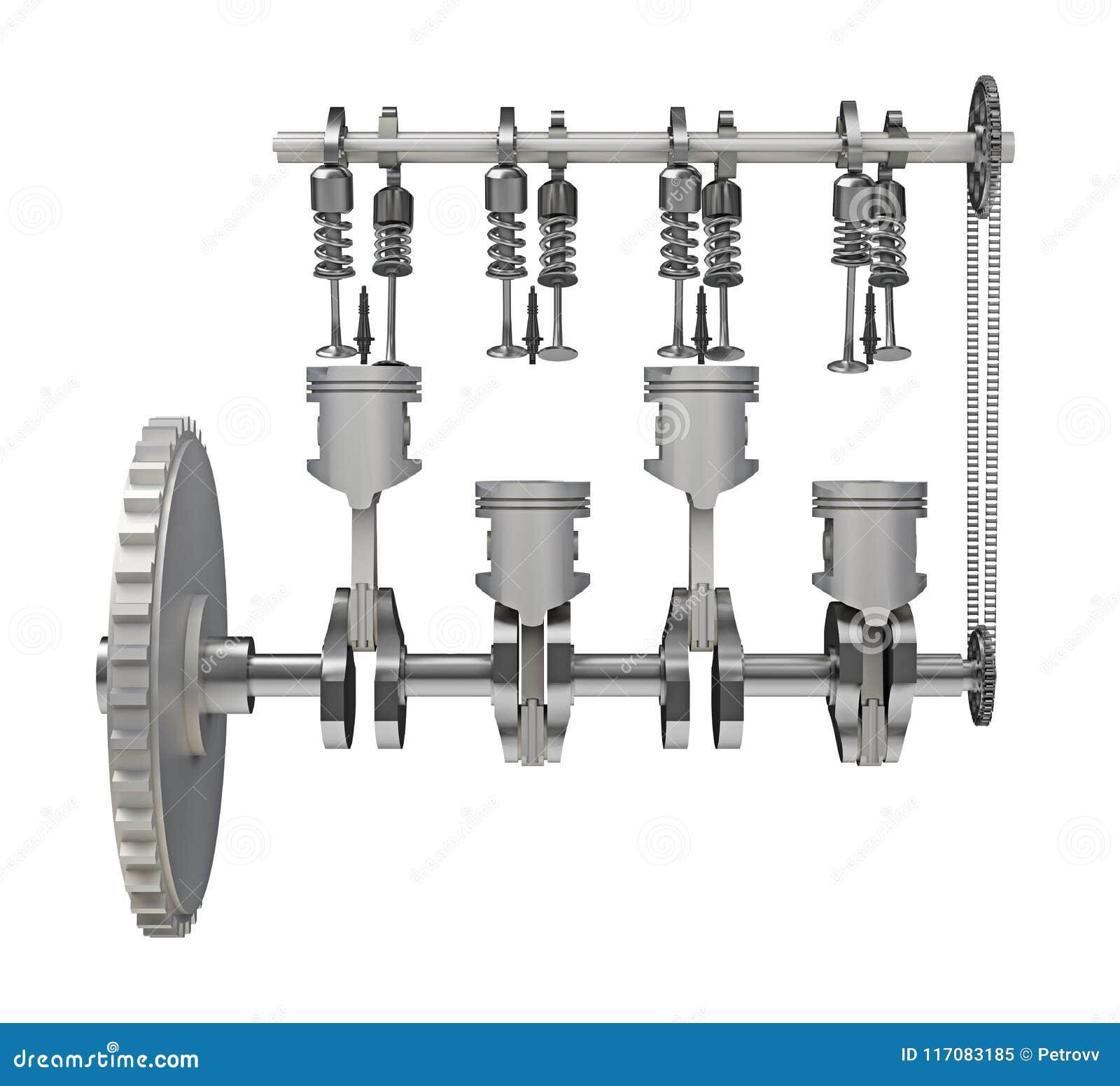 Insides V Rod Engine Isolated On White RoyaltyFree Stock Image