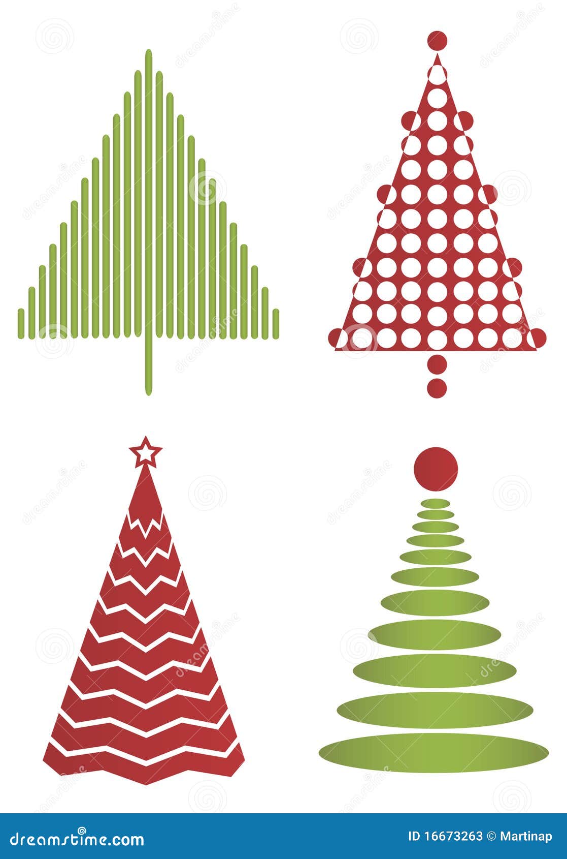 Alberi Di Natale Moderni Stilizzati Insieme Degli Alberi Di Natale Moderni Illustrazione di Stock