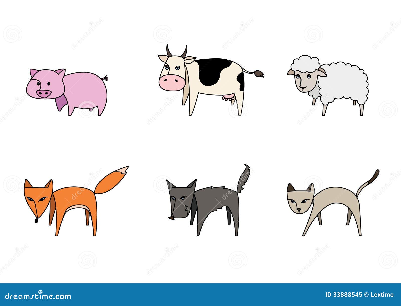 Insieme degli animali stilizzati Fotografia Stock Libera da Diritti