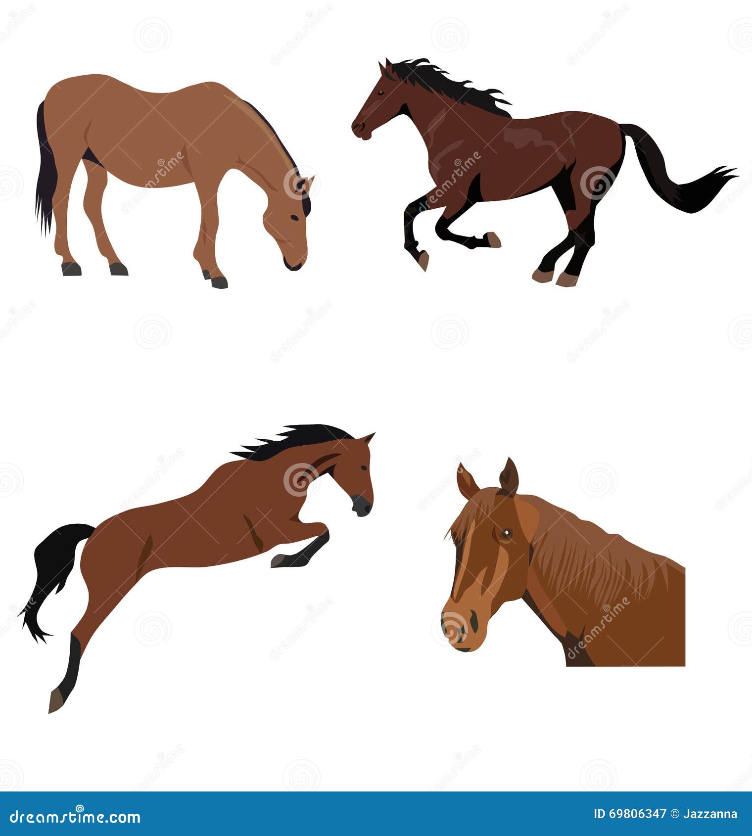 Insieme Dei Cavalli Marroni Illustrazione Vettoriale Illustrazione Di Cavallo Animale 69806347