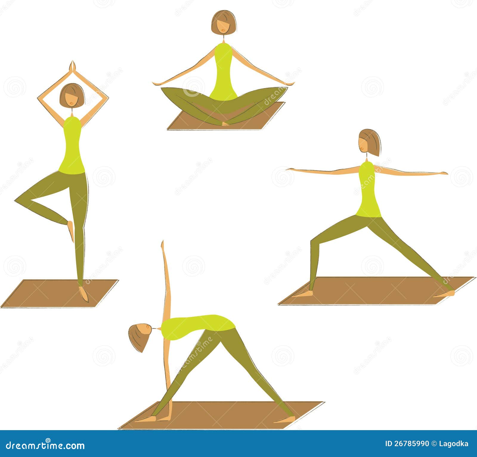 Insieme Delle Pose Stilizzate Di Yoga Illustrazione Vettoriale Illustrazione Di Pose Insieme