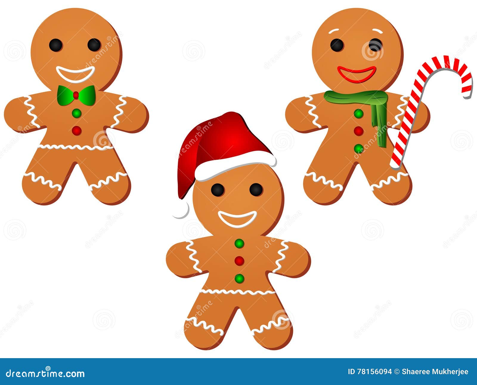 Omino Di Pan Di Zenzero Disegno Colorato Insieme Di Clipart Dell'uomo Di Pan Di Zenzero Fotografia Stock