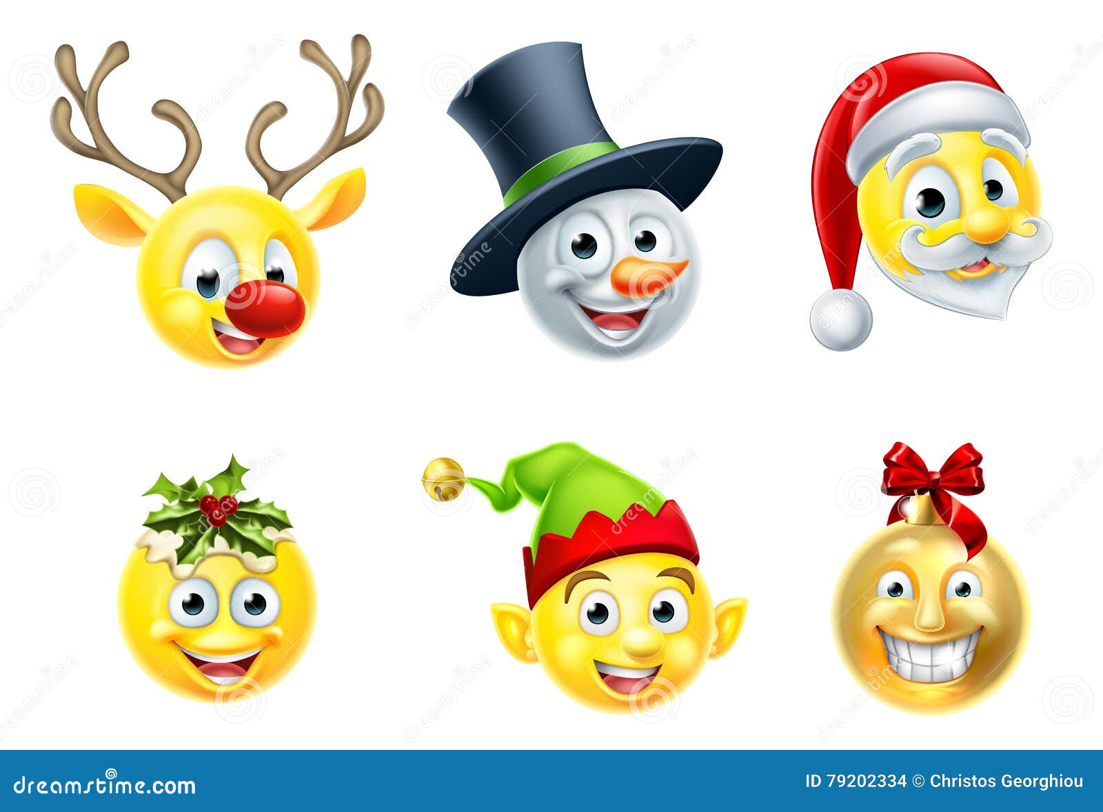 Emoticon Di Natale.Insieme Di Emoji Di Natale Illustrazione Vettoriale Illustrazione Di Icona 79202334