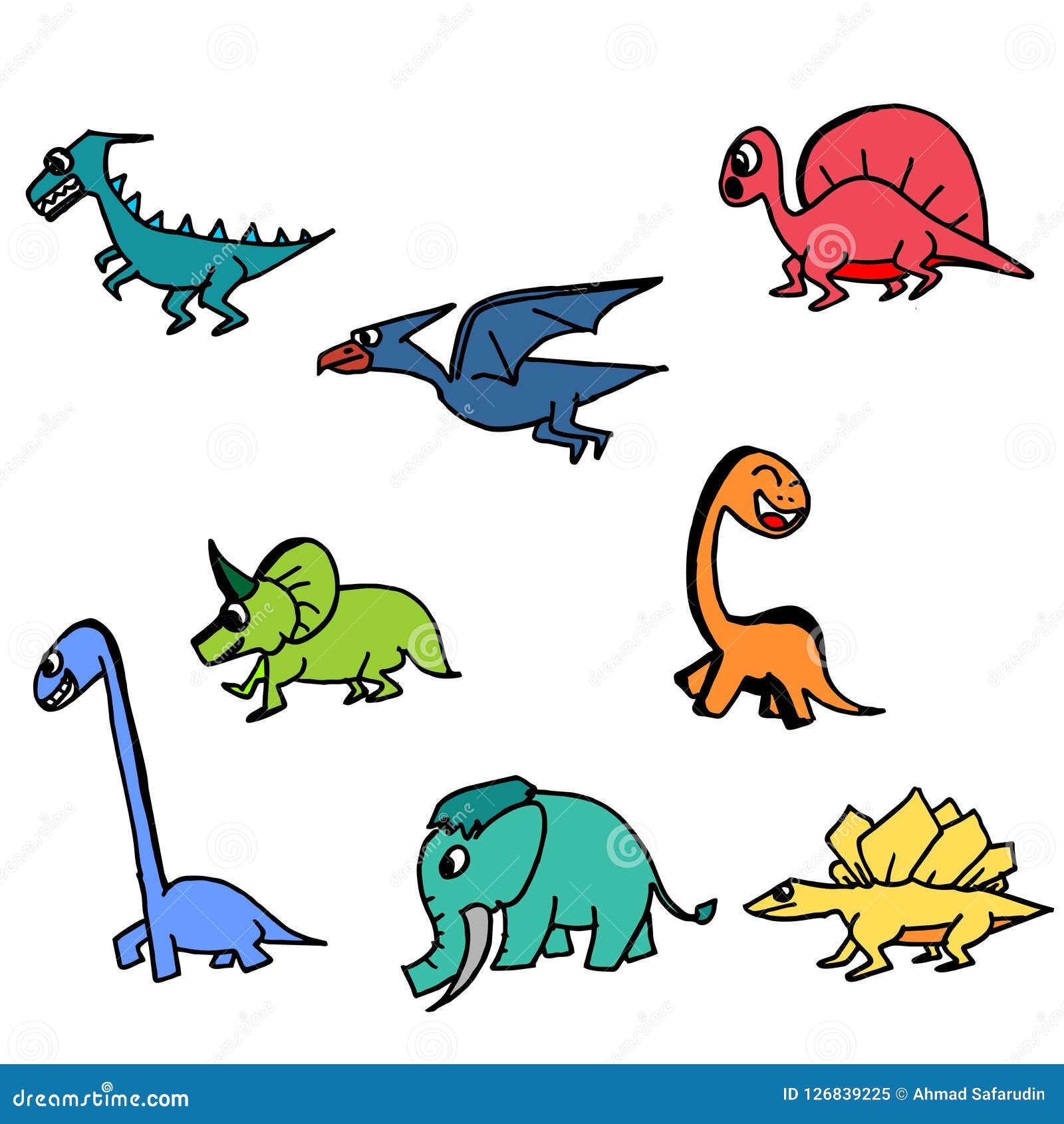 Insieme Variopinto Disegnato A Mano Sveglio Del Dinosauro Raccolta Del Disegno Di Dinosaurus Illustrazione Vettoriale Illustrazione Di Dinosaur Bambini