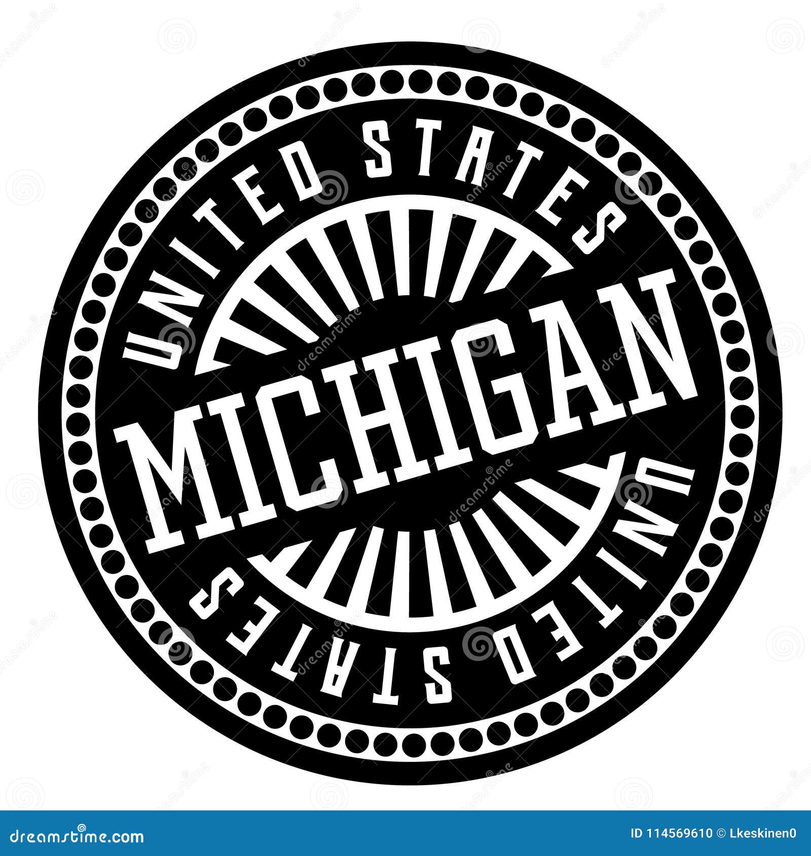 Insignia Blanco Y Negro De Michigan Ilustración del Vector