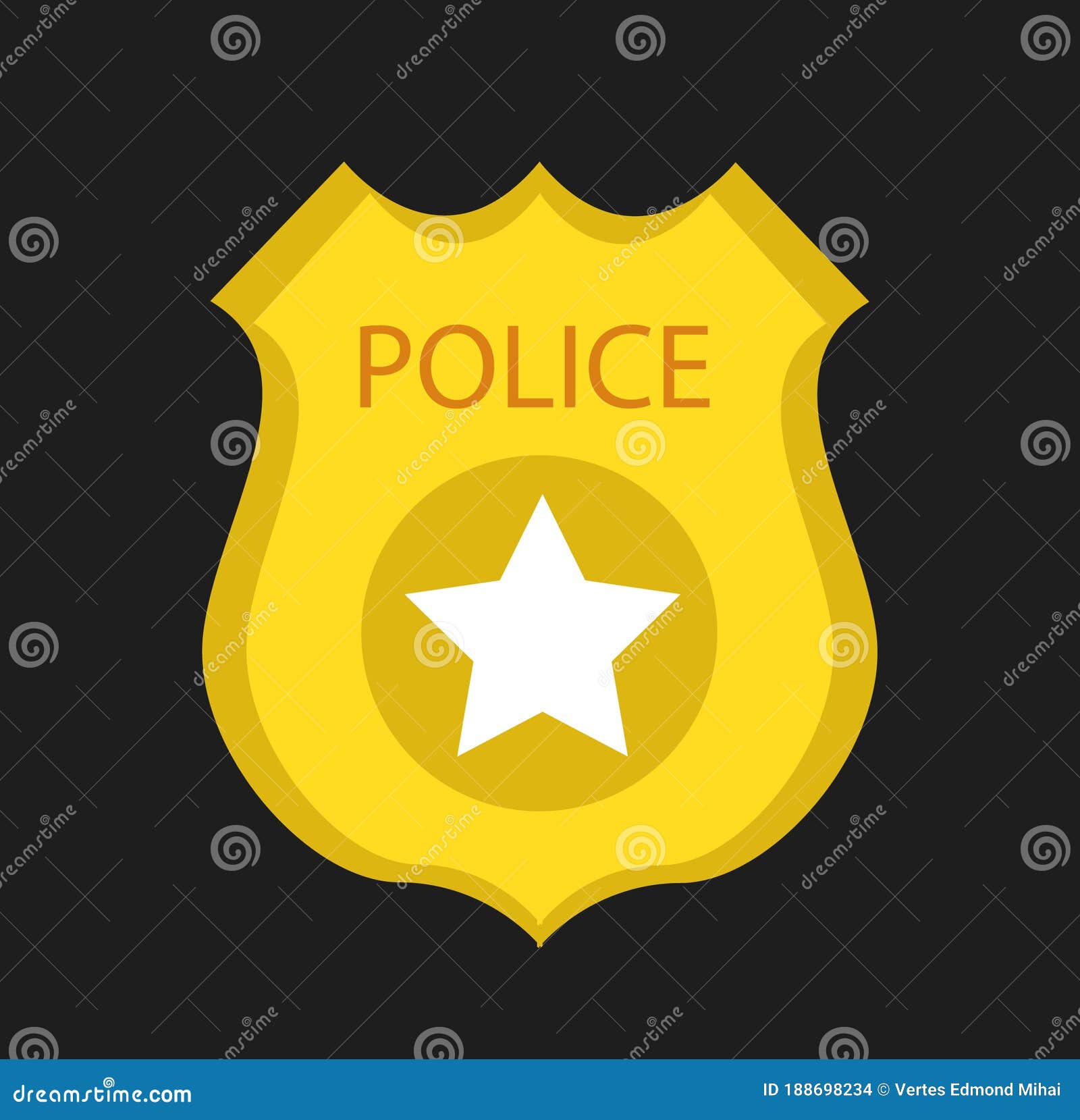 Insignia De La Policía De Oro De Dibujos Animados Ilustración del Vector -  Ilustración de objeto, medalla: 188698234