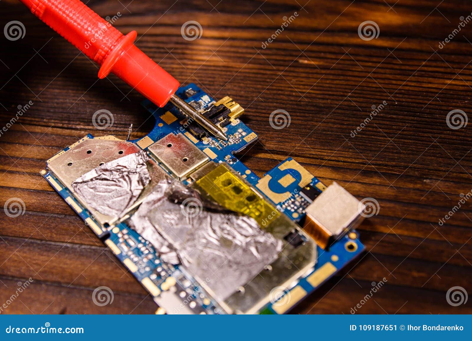 Inspecting of the Electronic Circuit Board with Multimeter Stock Image ... Circuit Diagram