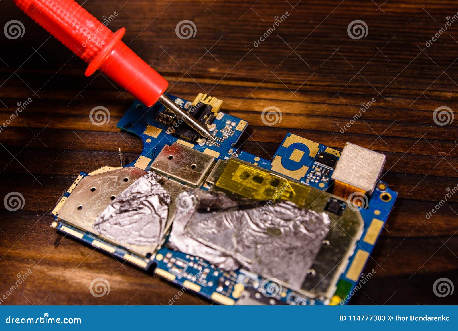 Inspecting of the Electronic Circuit Board with Multimeter Stock Image ... Circuit Diagram