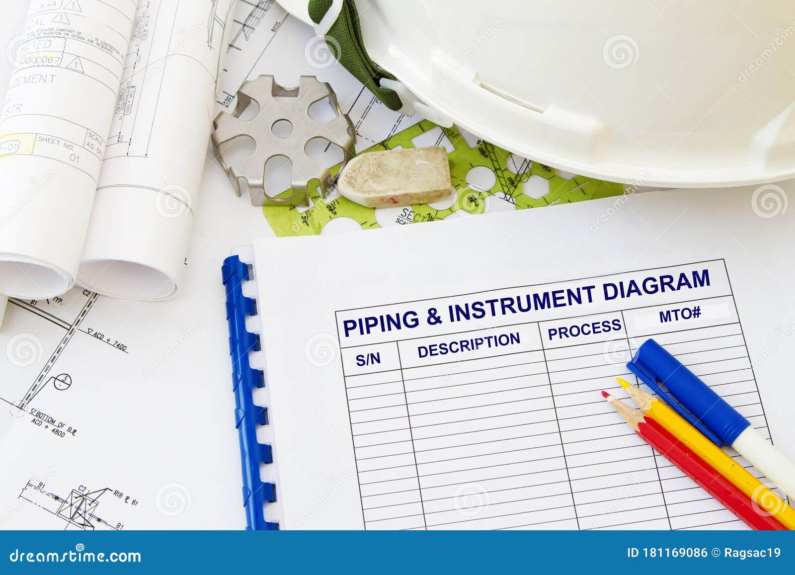 Inspection Report with Hard Hat Stock Photo Image of sketch, test