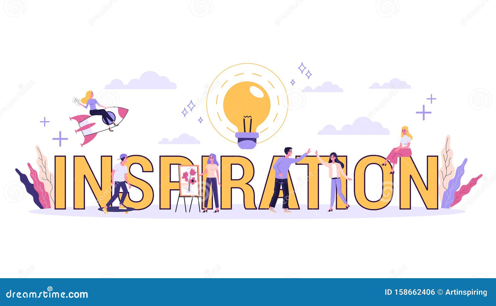 Inspiration Concept. Creative Mind and the Brainstorm. Stock Vector