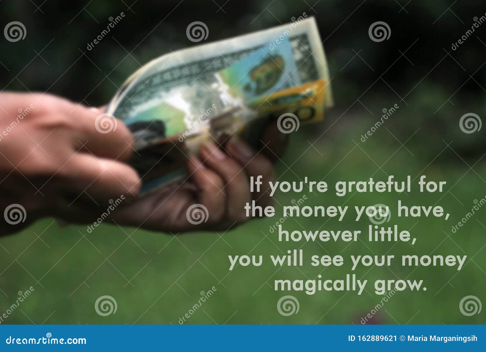 inspirational quote - if you are grateful for the money you have, however little, you will see your money magically grow.