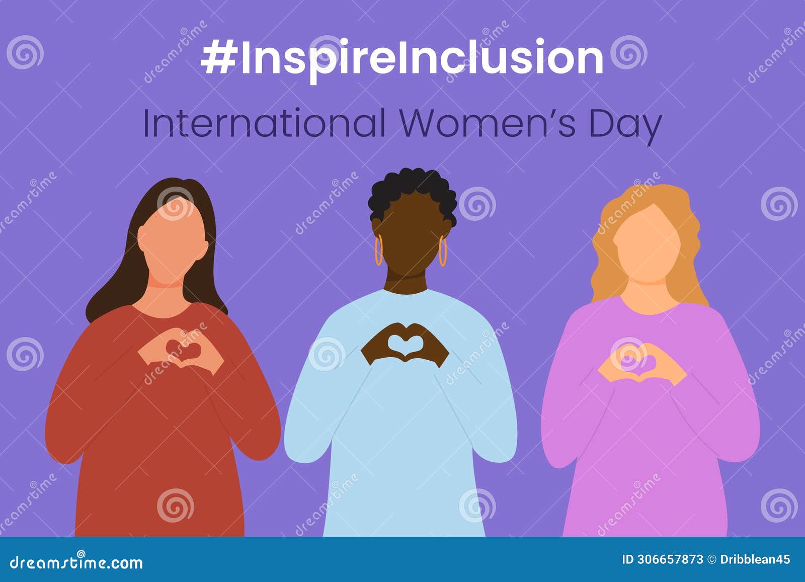 inspire inclusion slogan international women's day 8 march 2024. iwd world campaign.  women's characters