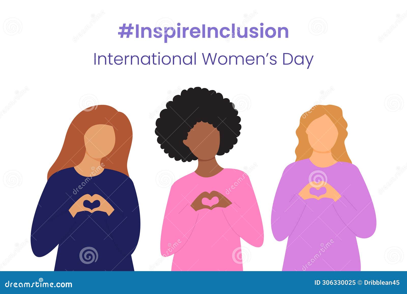 inspire inclusion slogan international women's day 8 march 2024. iwd world campaign.  women's characters
