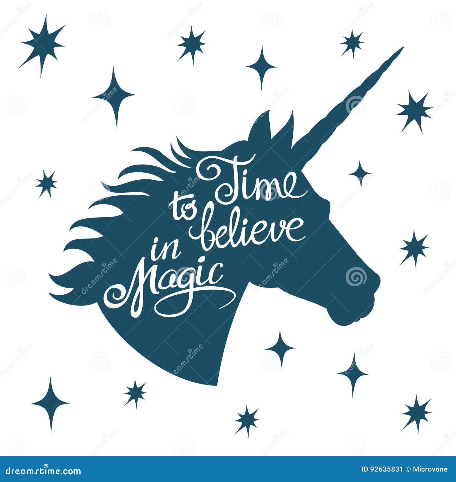 inspiring unicorn silhouette with positive phrase lettering magic  concept