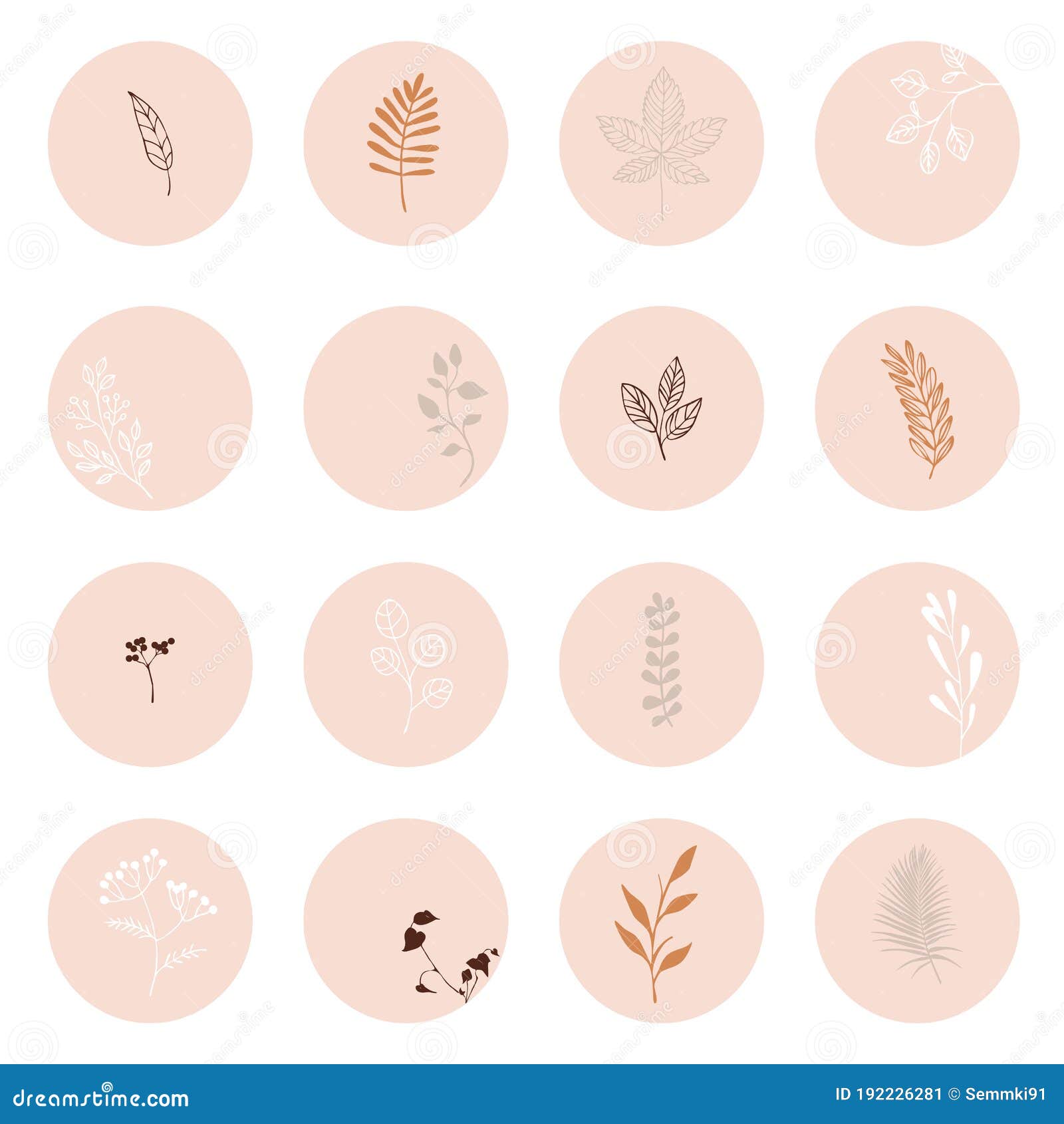 Instagram Cover Highlight Icon.Flower Logo Element.Hand Drawn Plants ...
