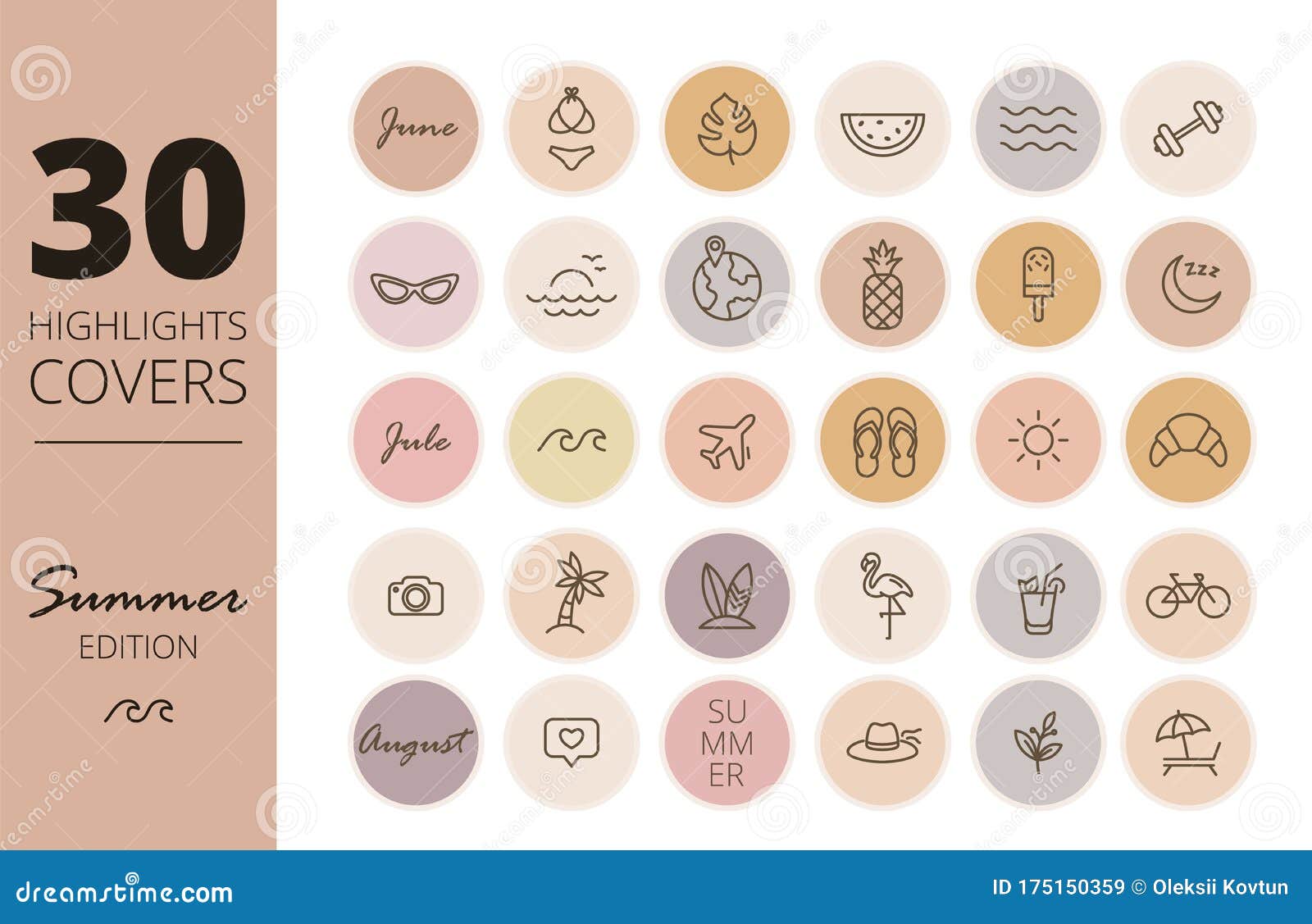 Instagram Highlights Cover Icons. Summer Icons. Outline Stock ...