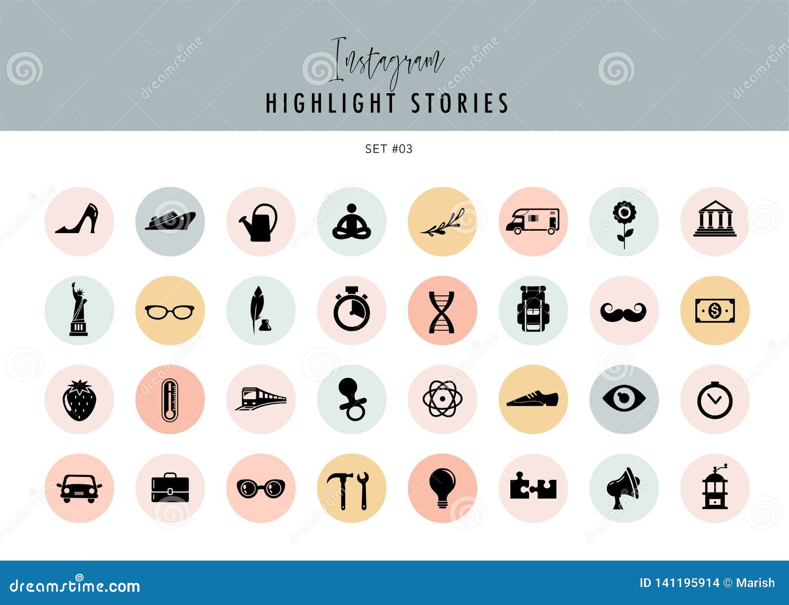 instagram highlights stories covers icons collection. fully editable, scalable  file