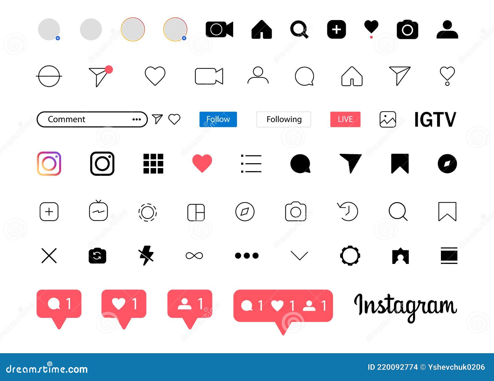 Instagram Icons. Template Frame for Social Media. Instagram Mockup ...