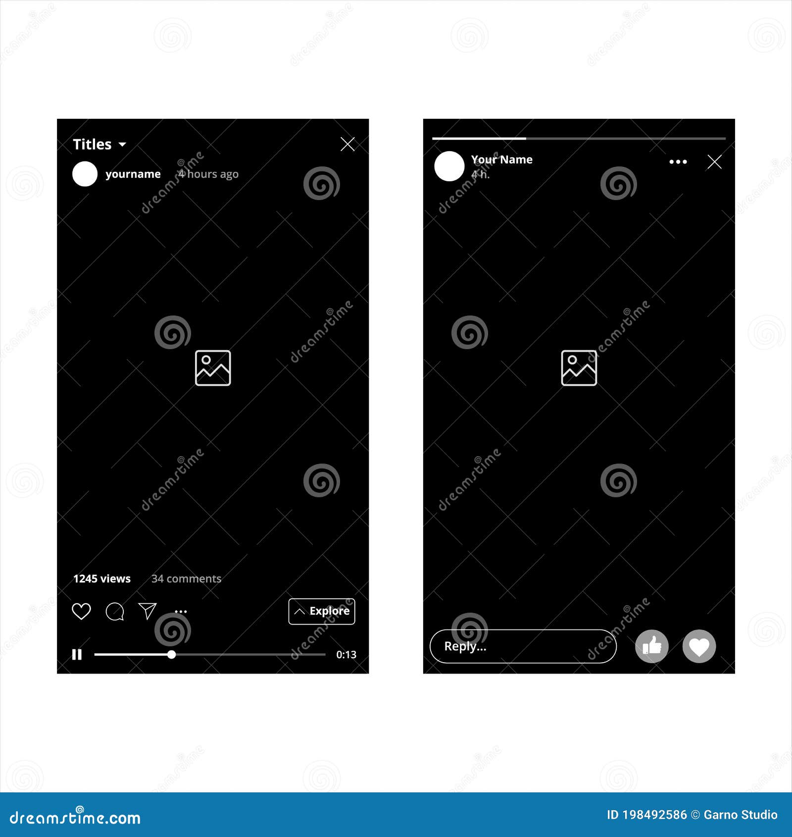 Instagram Igtv And Facebook Stories Mobile Interface Vector Illustration On White Background Editorial Photo Illustration Of Instagram Smartphone 198492586