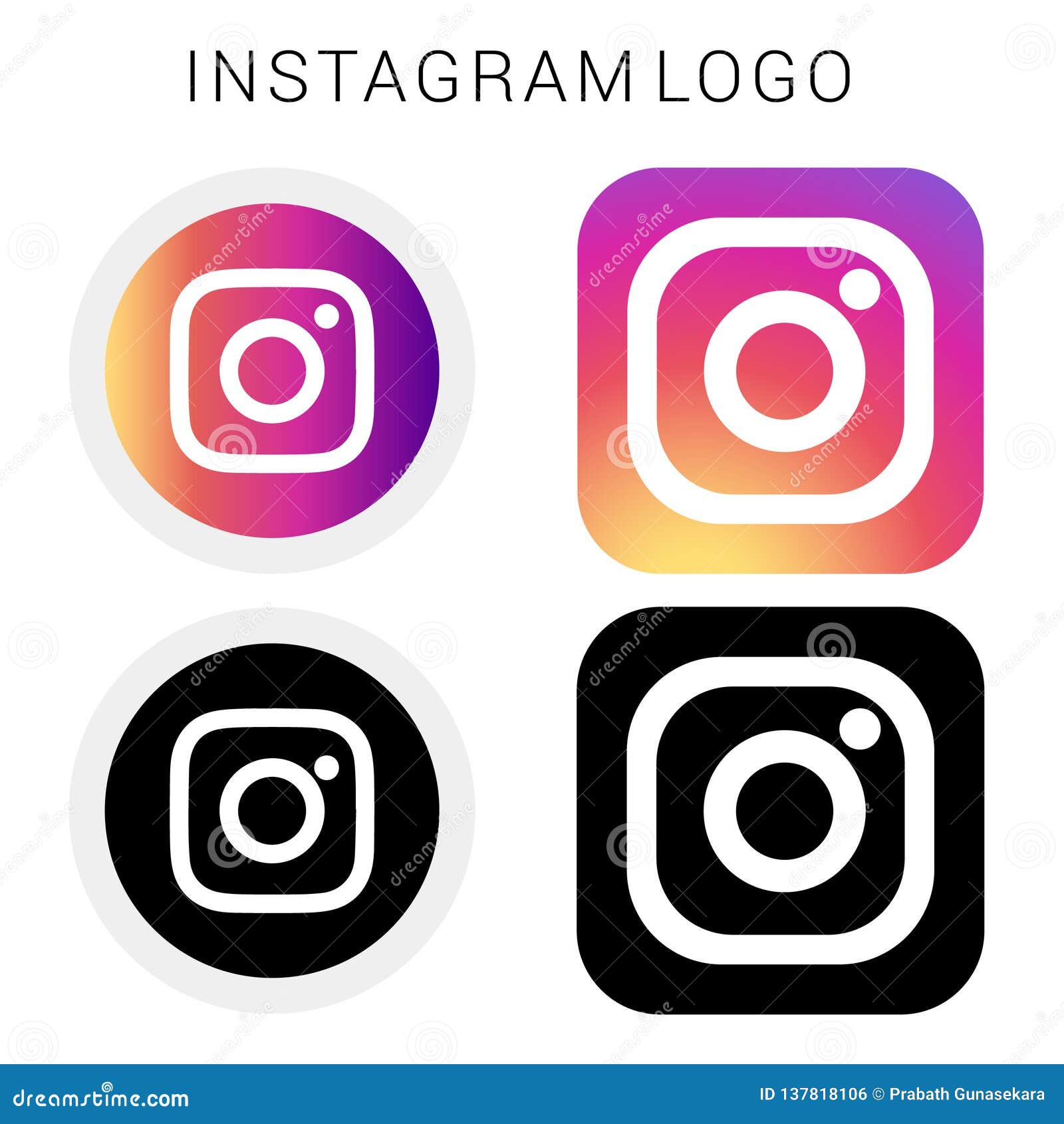 Instagram Icon Logo with Black & White and Vector File Editorial Photo -  Illustration of colored, easily: 137818106