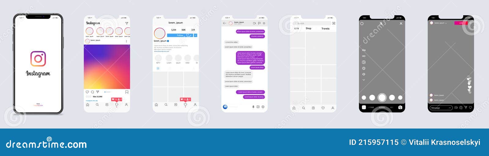 Download Instagram. Instagram Mobile App Interface Template On Apple Iphone Mockup. Mockup Page Template ...