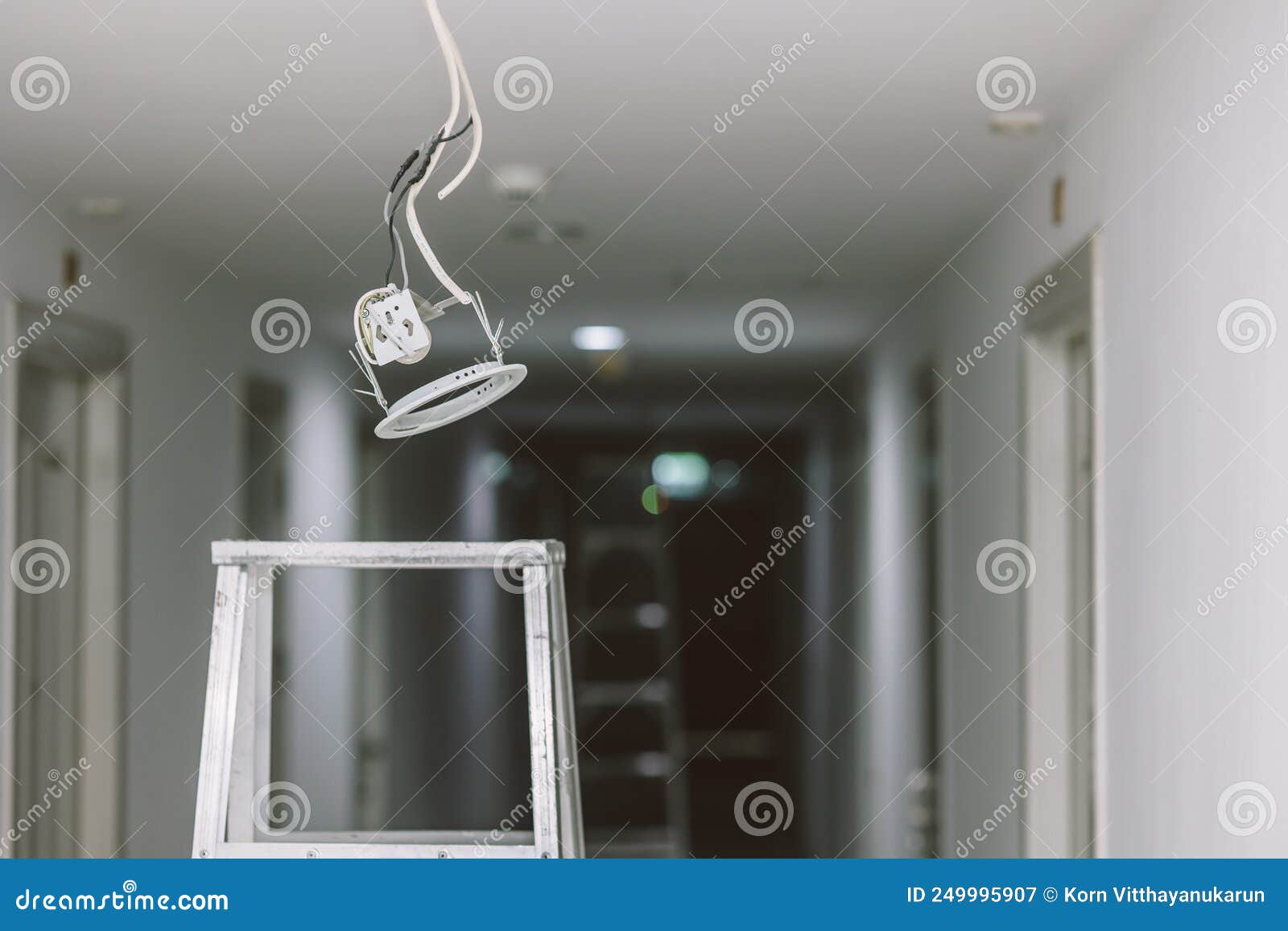 install replace fix or repair ceiling down lights bulb danger area with electrical shock concept