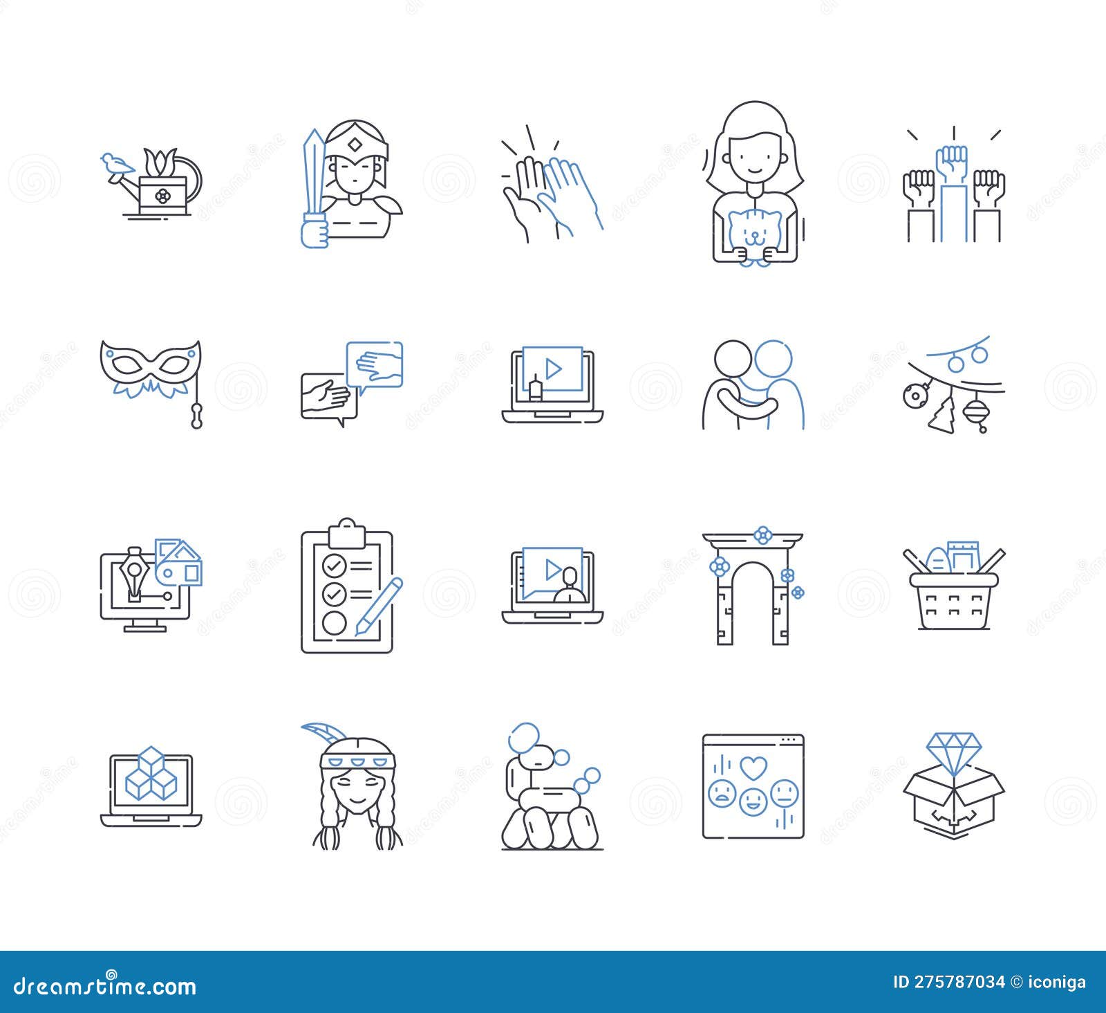 Installation Art Line Icons Collection. Interactive, Sitespecific, Multimedia, Transformational