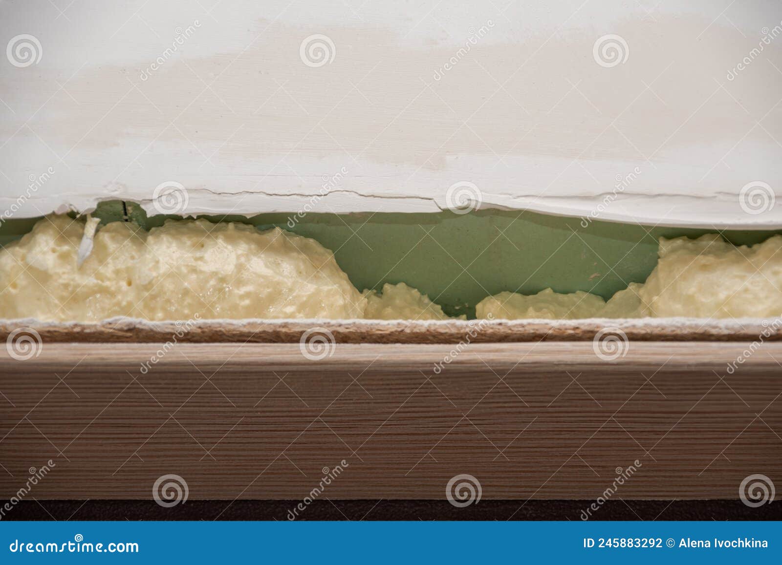 Installation of Doors Using Polyurethane Foam. Cylindrical Foam. Yellow