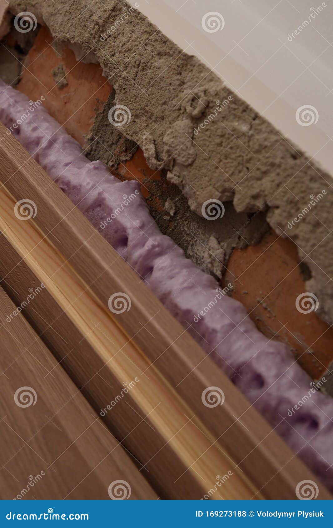 Installation of Doors Using Polyurethane Foam Mounting Stock Photo