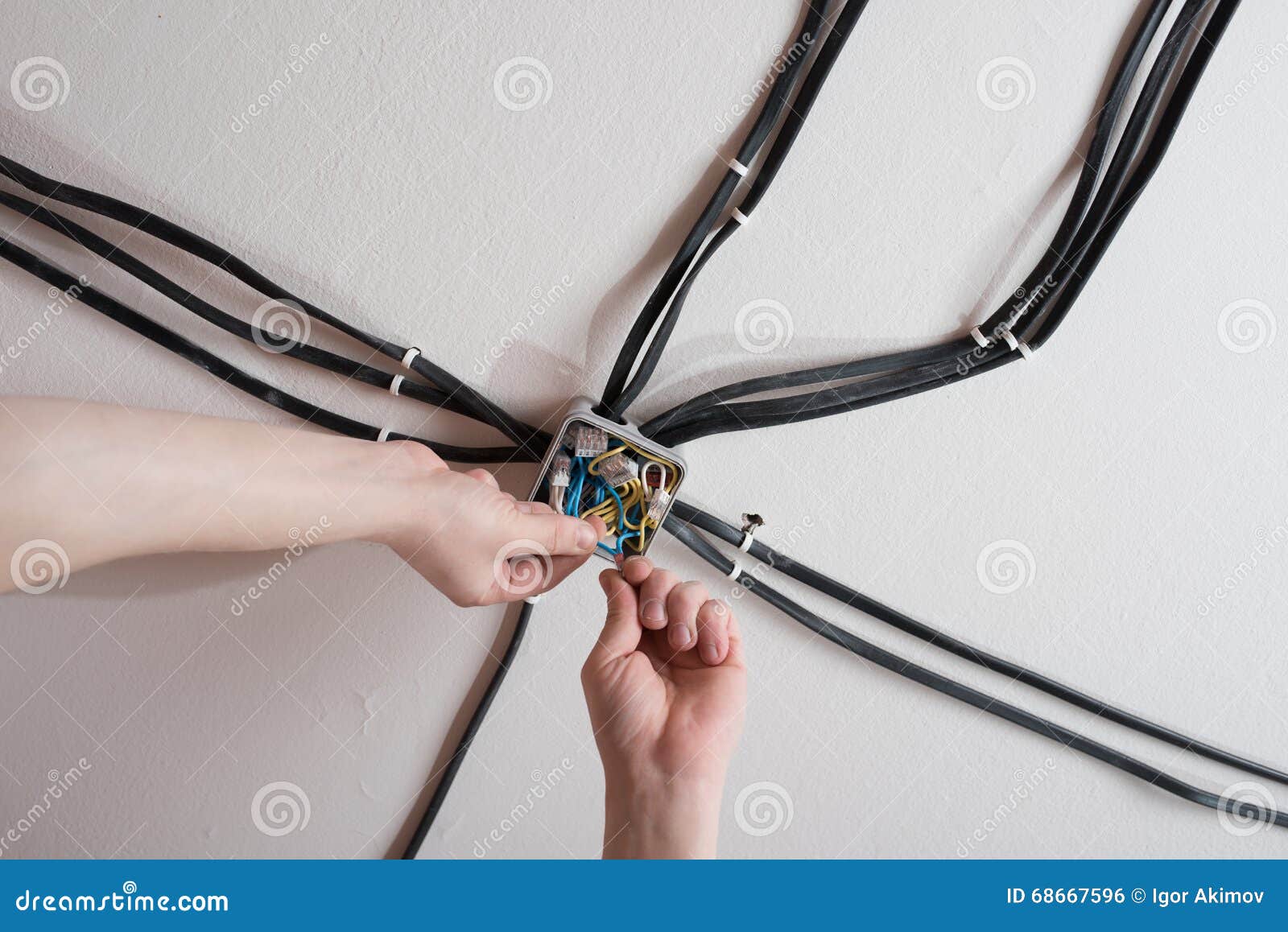 Installation Of The Electrical Junction Box Stock Photo Image Of