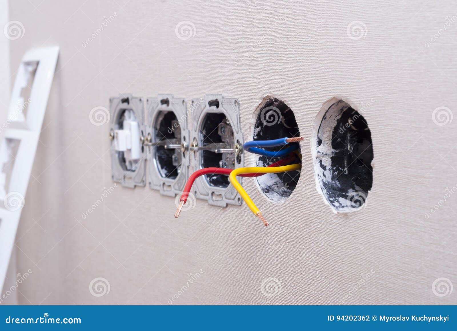 Installation of Electrical Outlets Stock Photo Image of cable, house