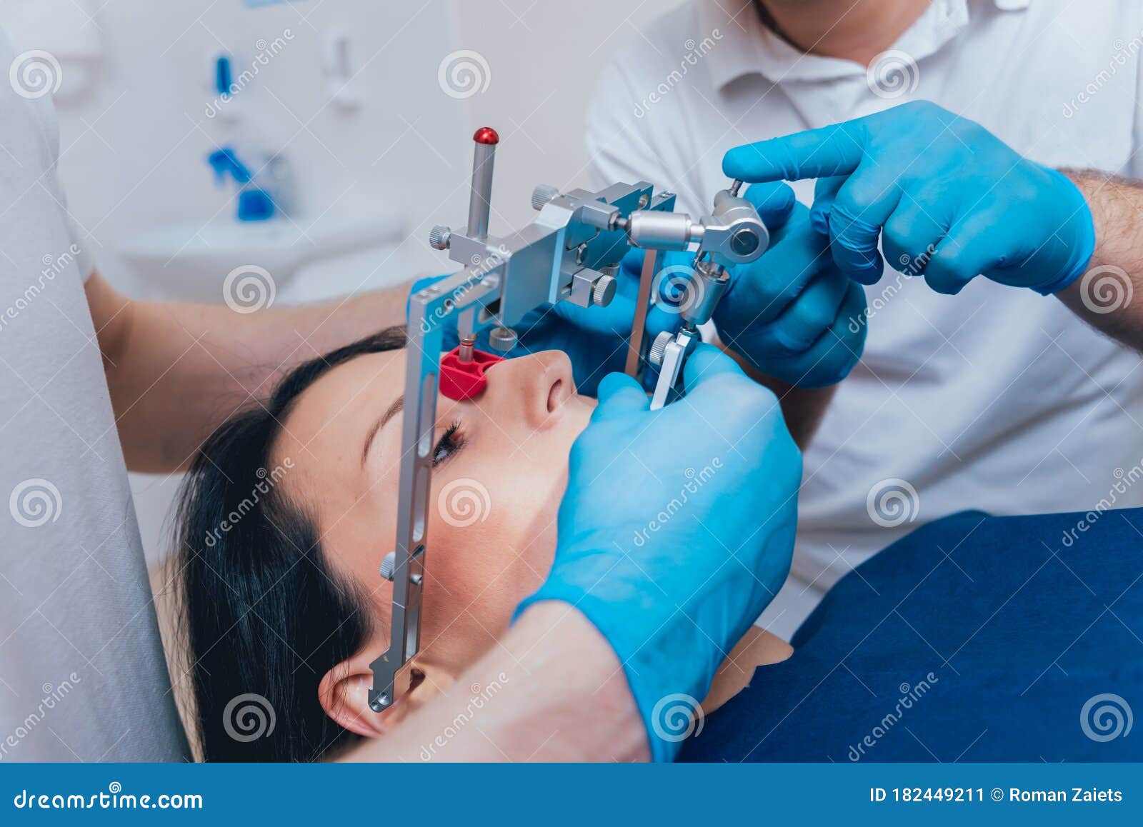 Installation of the Facebow. Functional Diagnostics. Dental Technology