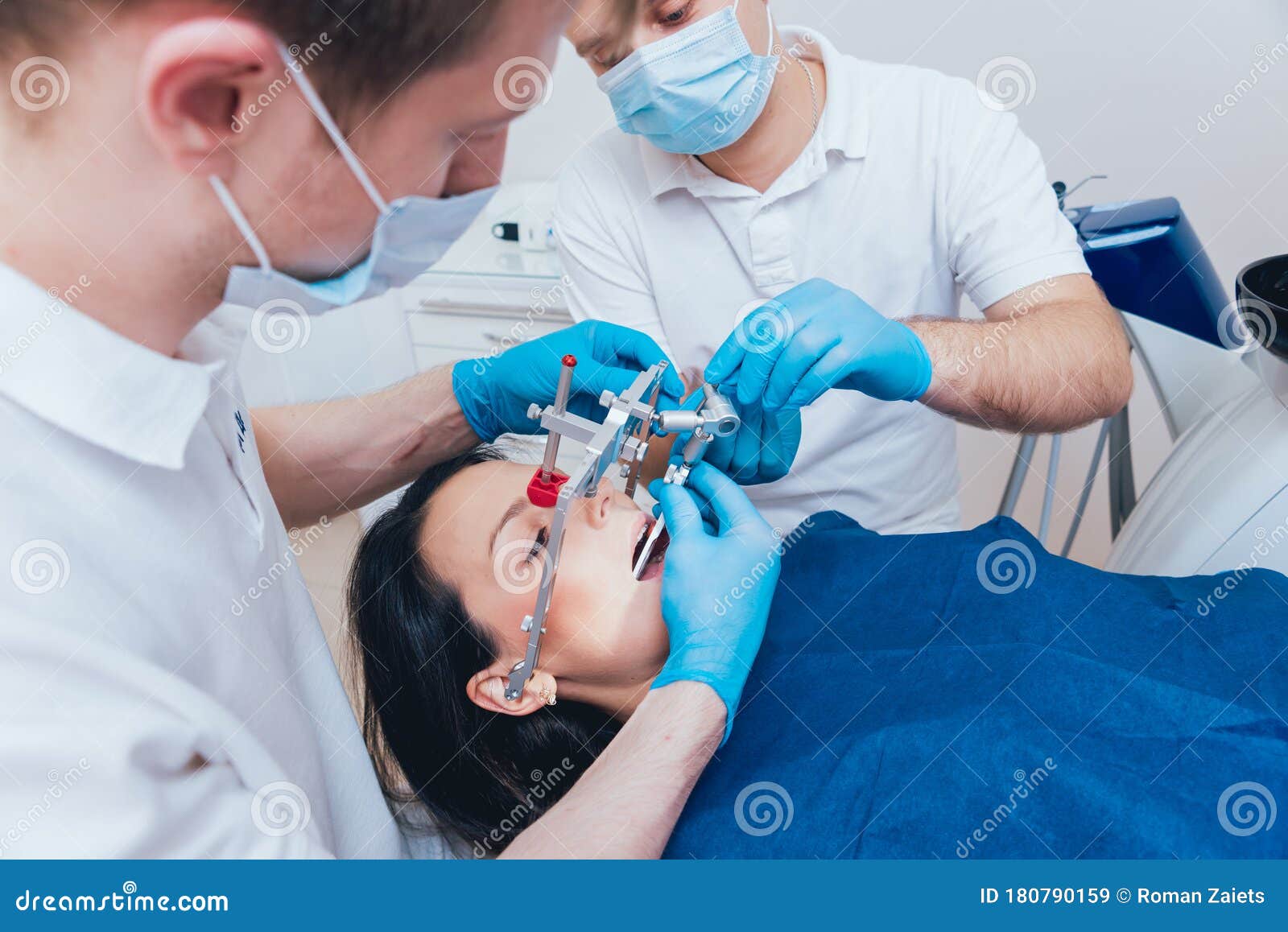 Installation of the Facebow. Functional Diagnostics. Dental Technology