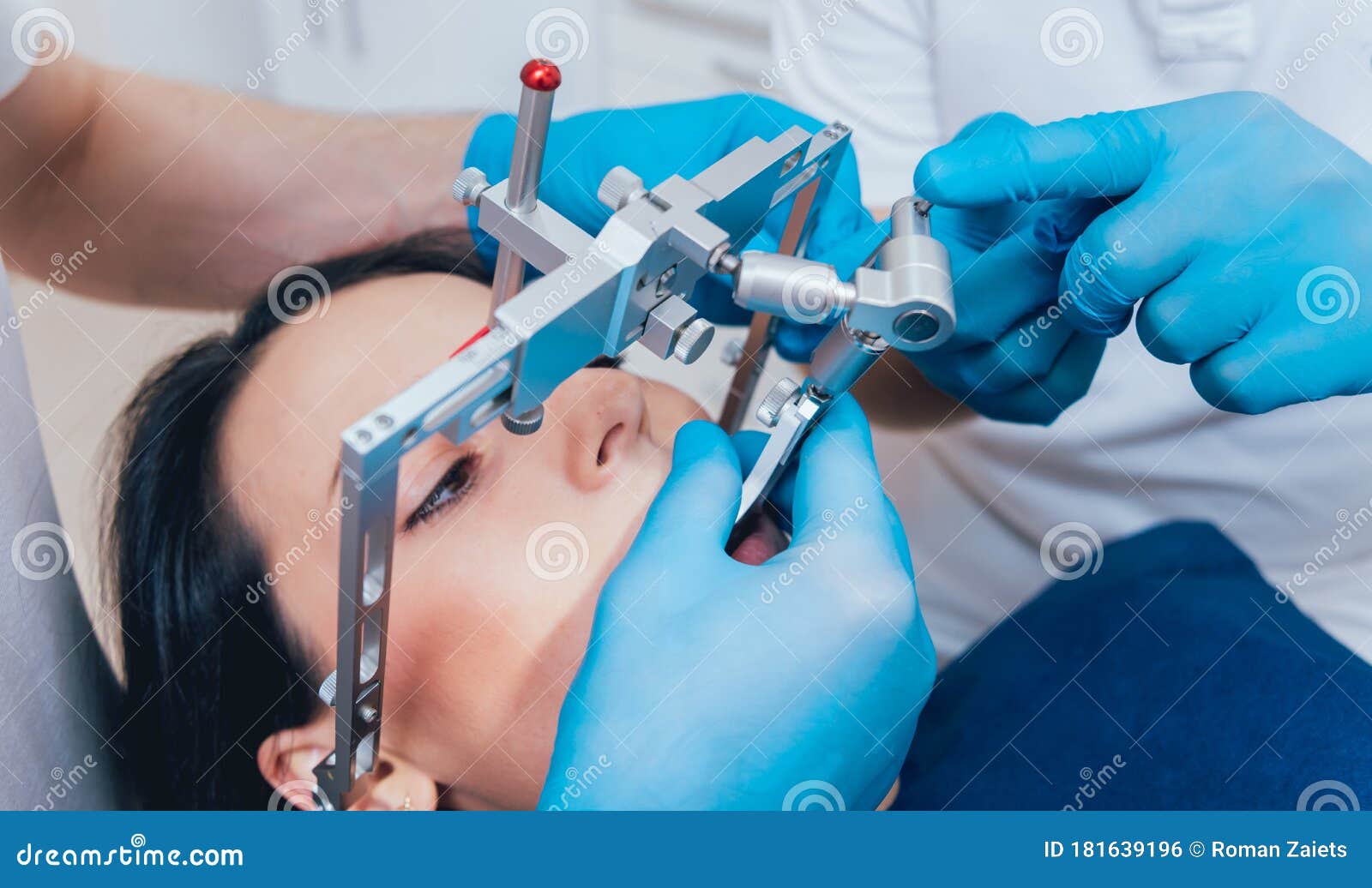 Installation of the Facebow. Functional Diagnostics. Dental Technology