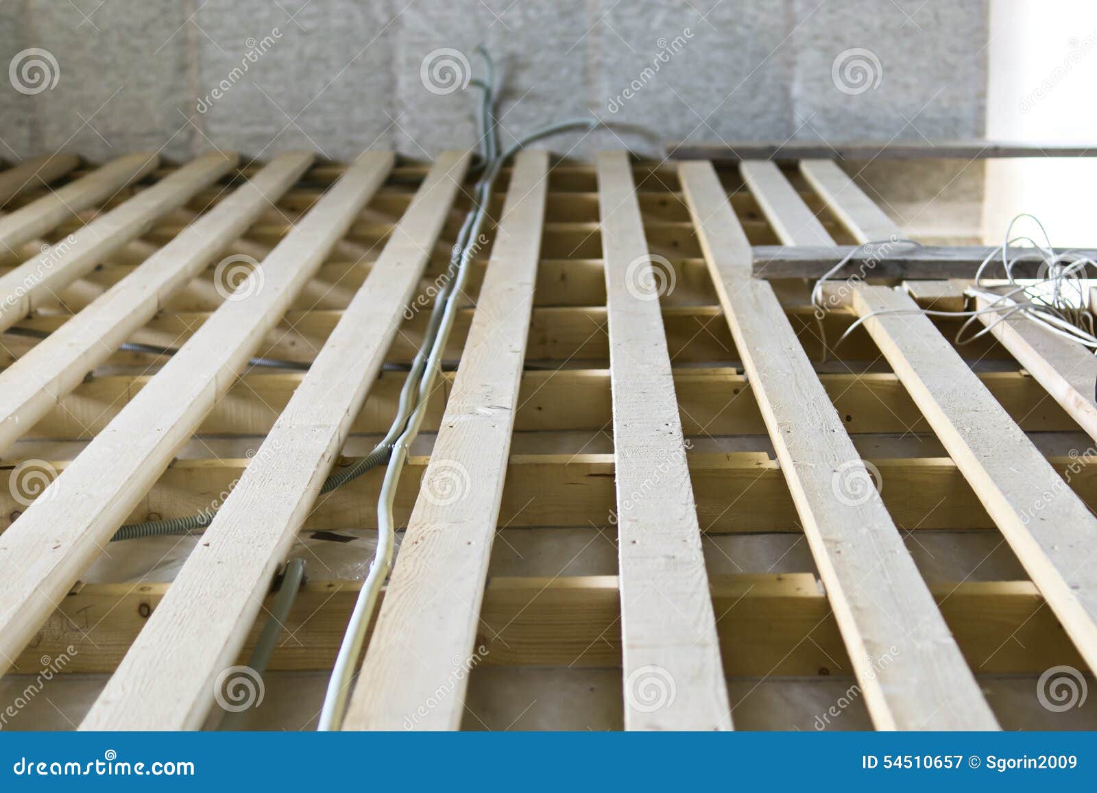 Installation of Floor Lags and Cables Stock Image Image of